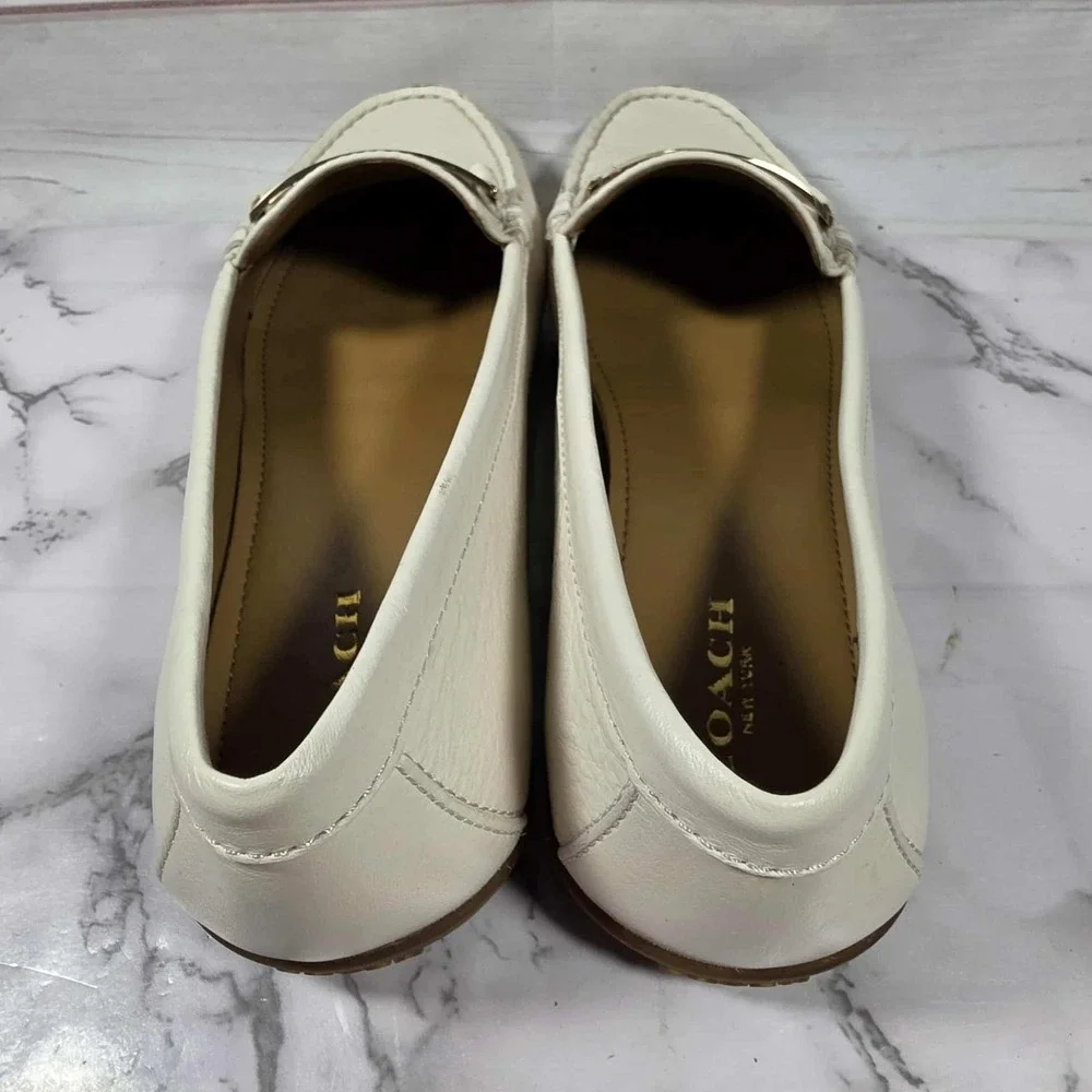 Coach Olympia Peb Grain Leather‎ Loafers Ivory - Womens Size 8 M